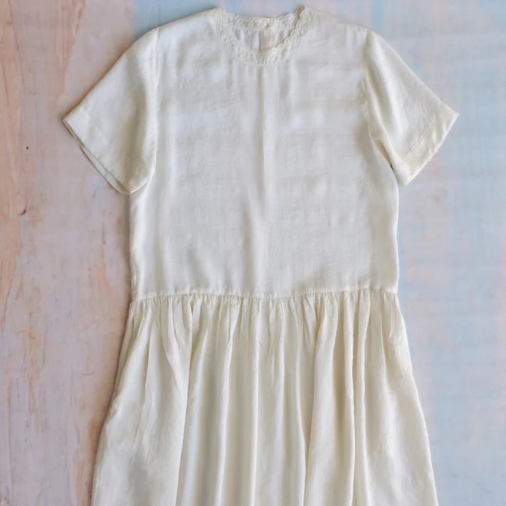 Runaway Bicycle Silk Dress - Alabaster